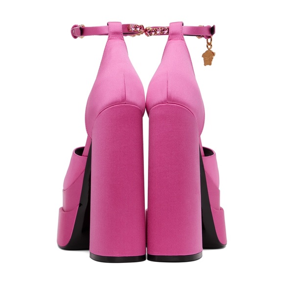VERSACE Medusa Aevitas satin platform sandals in pink, size 37 - Picture 6 of 10